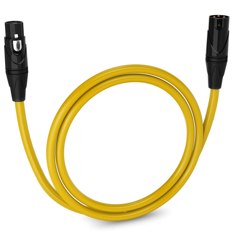 LyxPro 3 Feet XLR Microphone Cable Balanced Male to Female 3 Pin Mic Cord for Powered Speakers Audio Interface Professional Pro Audio Performance and Recording Devices - Yellow - Image 1